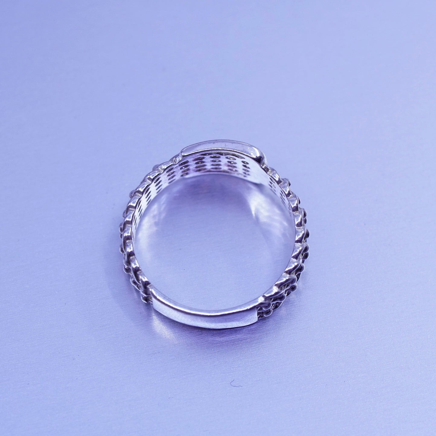 Size 7.25, vintage Sterling 925 silver handmade ring, filigree belt band