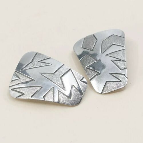 Gary S. Custer Navajo Handmade Sterling Silver earrings, Native Amer 925 clip on
