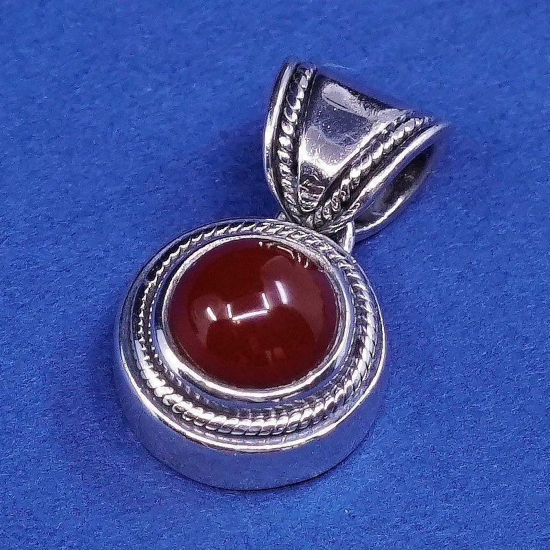 Lori Bonn sterling silver handmade pendant, 925 charm w/ carnelian bead