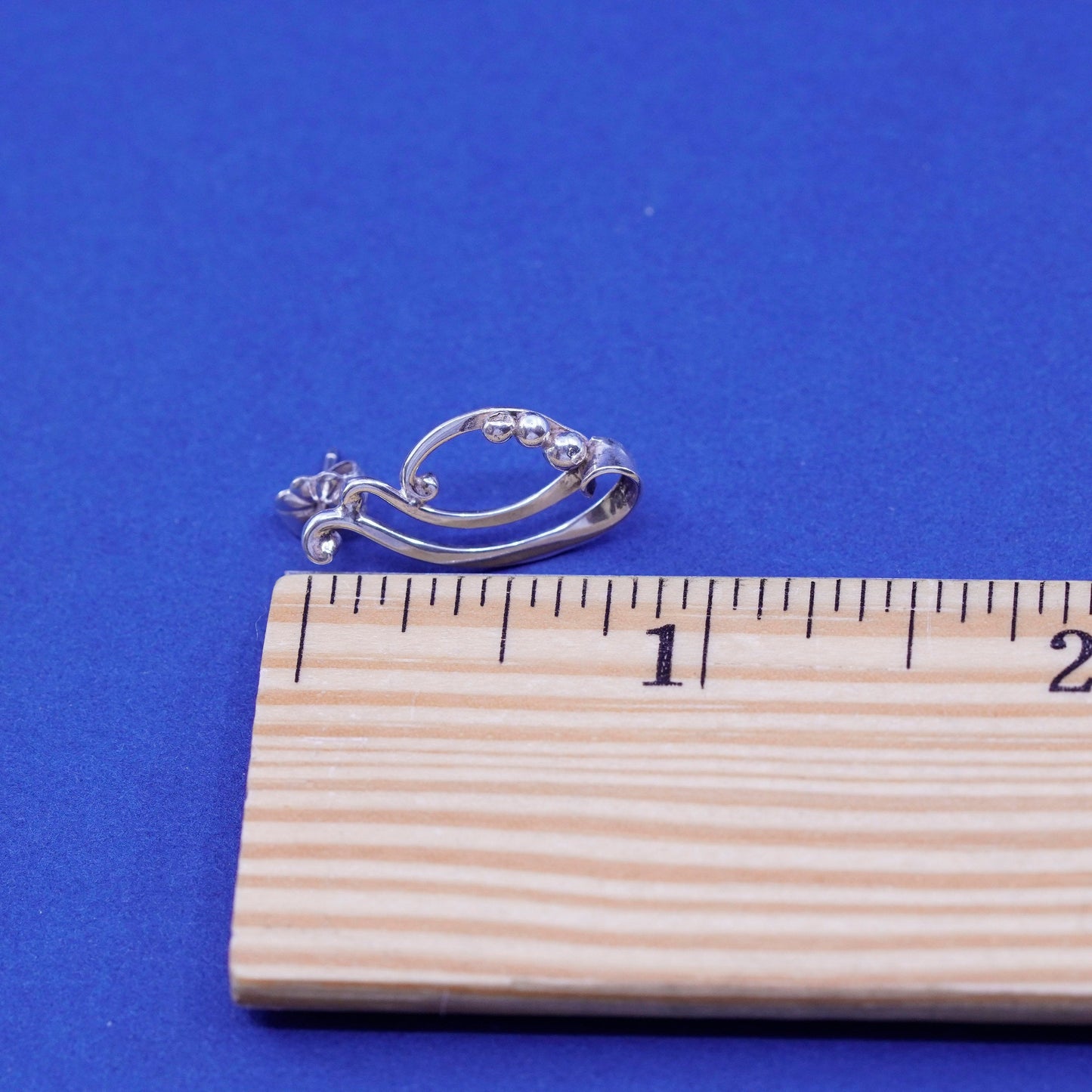 Vintage Sterling 925 silver handmade studs earrings with beads