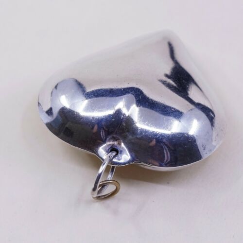 Vintage Sterling Silver Handmade Pendant, Huge Heart Pendant, Silver Tested