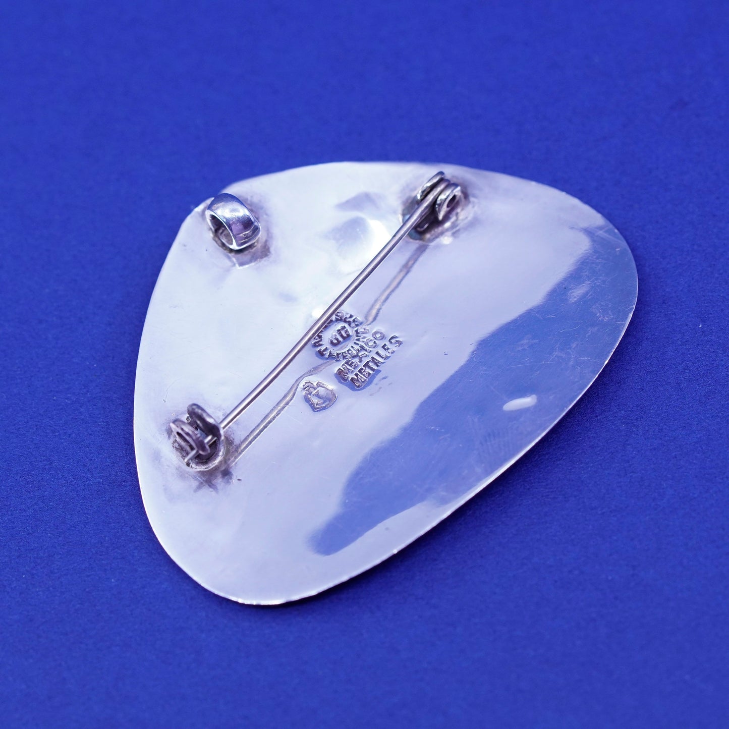 Metales Casados Mexico Sterling 925 Silver turquoise Brooch pendant copper