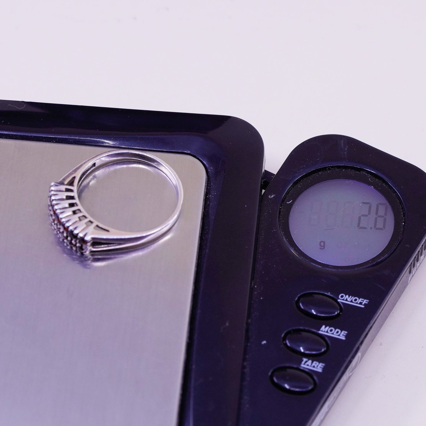 Size 8, vermeil gold over Sterling silver engagement ring 925 band cluster ruby