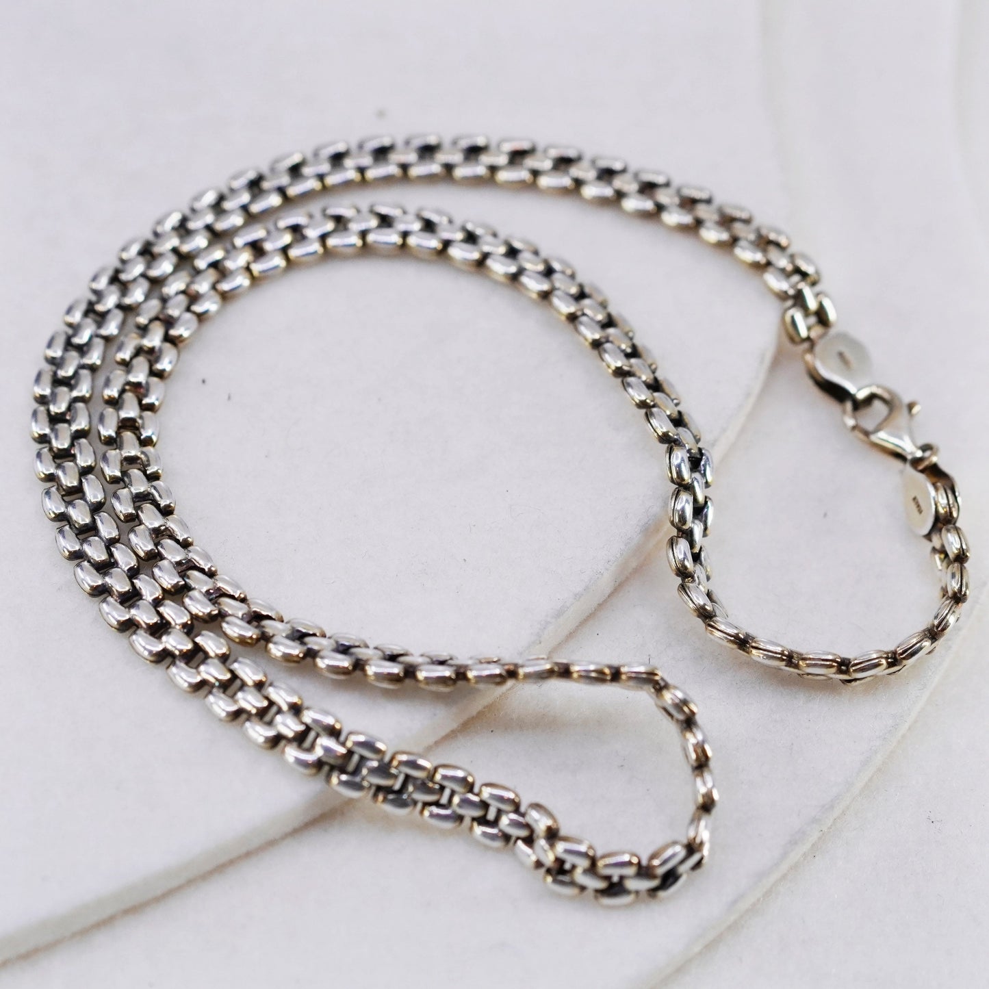 18”, vintage Italy vermeil gold over Sterling 925 silver puff chain necklace