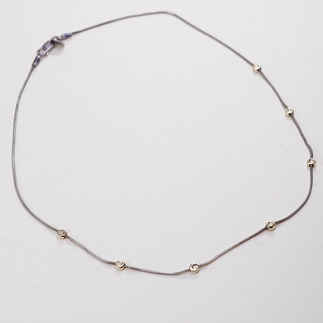 16”, Silpada Saturn Necklace N0673 Sterling Silver 14k Yellow Gold Necklace