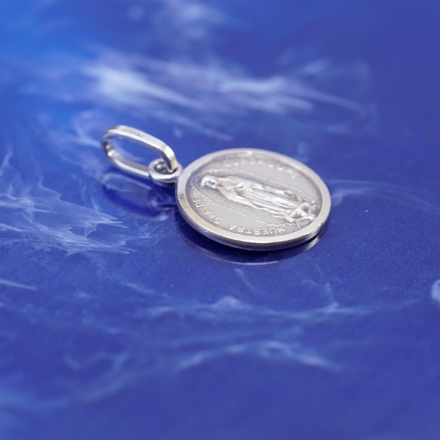 Vintage Sterling silver handmade pendant, 925 tag Virgin Mary and vaticano roma