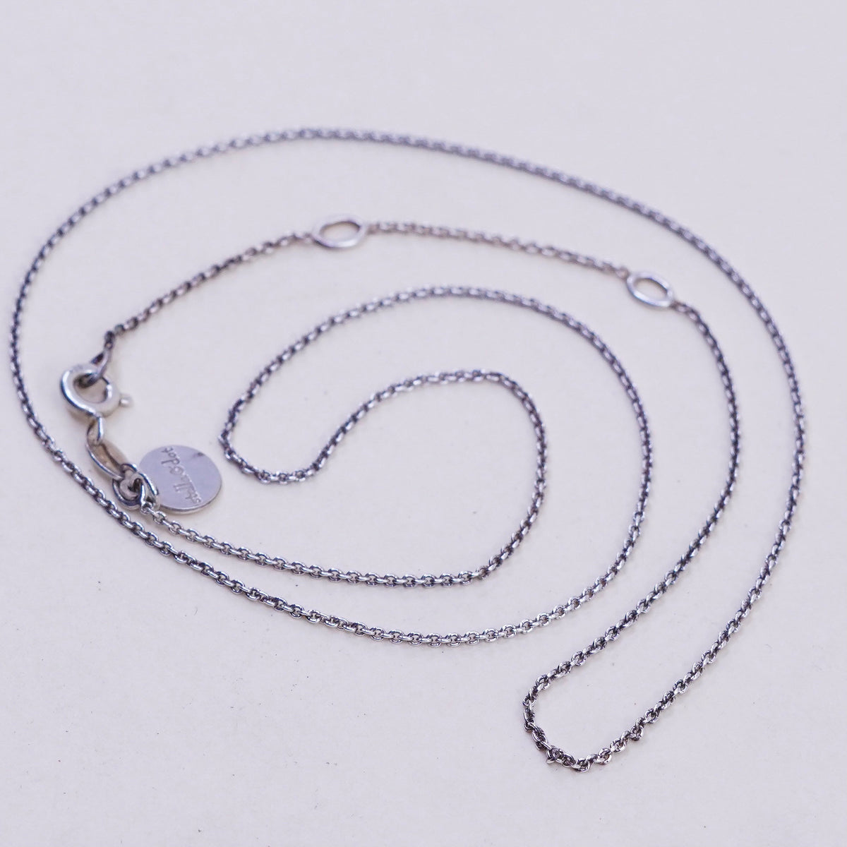 Adjustable 18”, vtg Stella dot Sterling silver Italy 925 circle chain, necklace