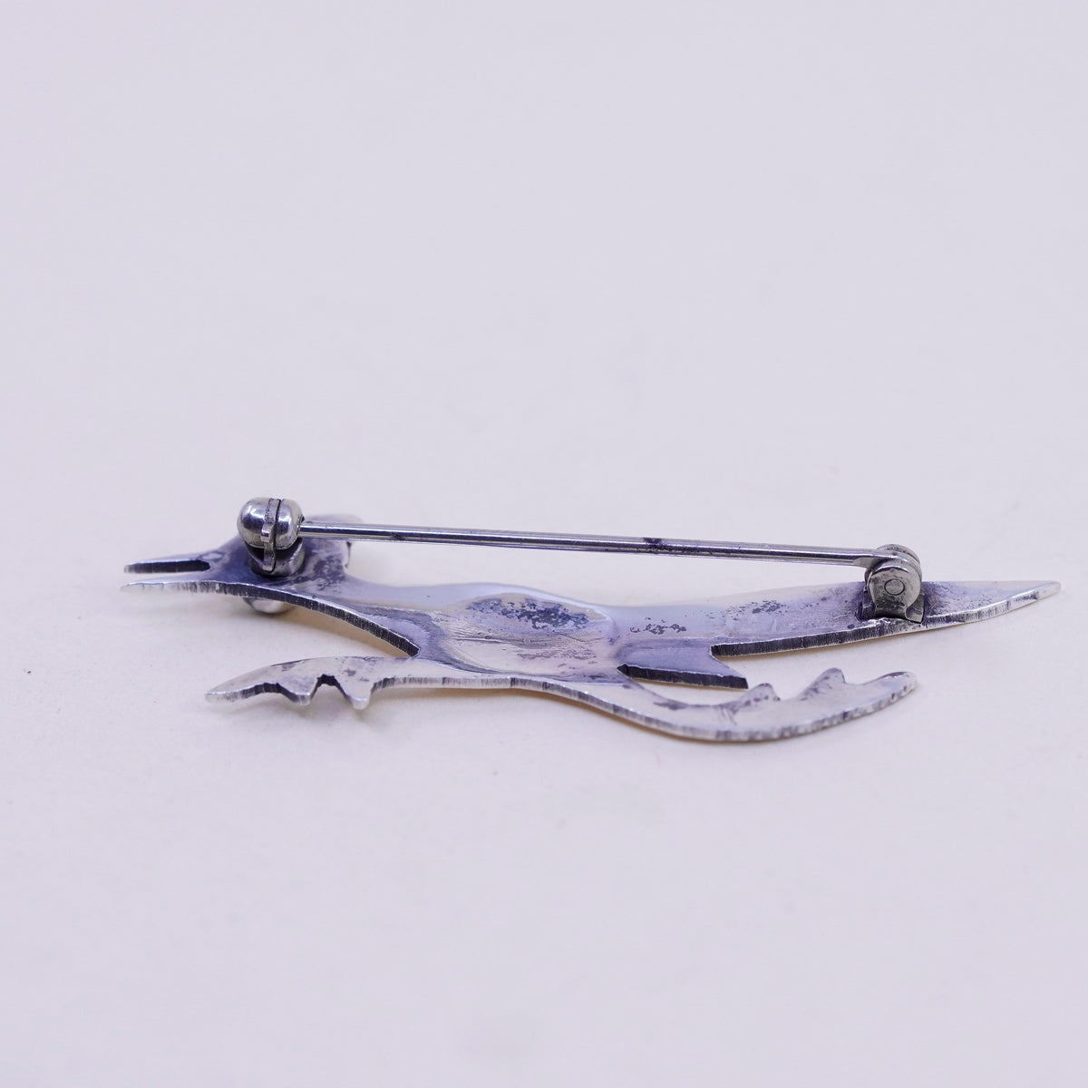Navajo sterling silver handmade brooch, 925 roadrunner bird pin turquoise