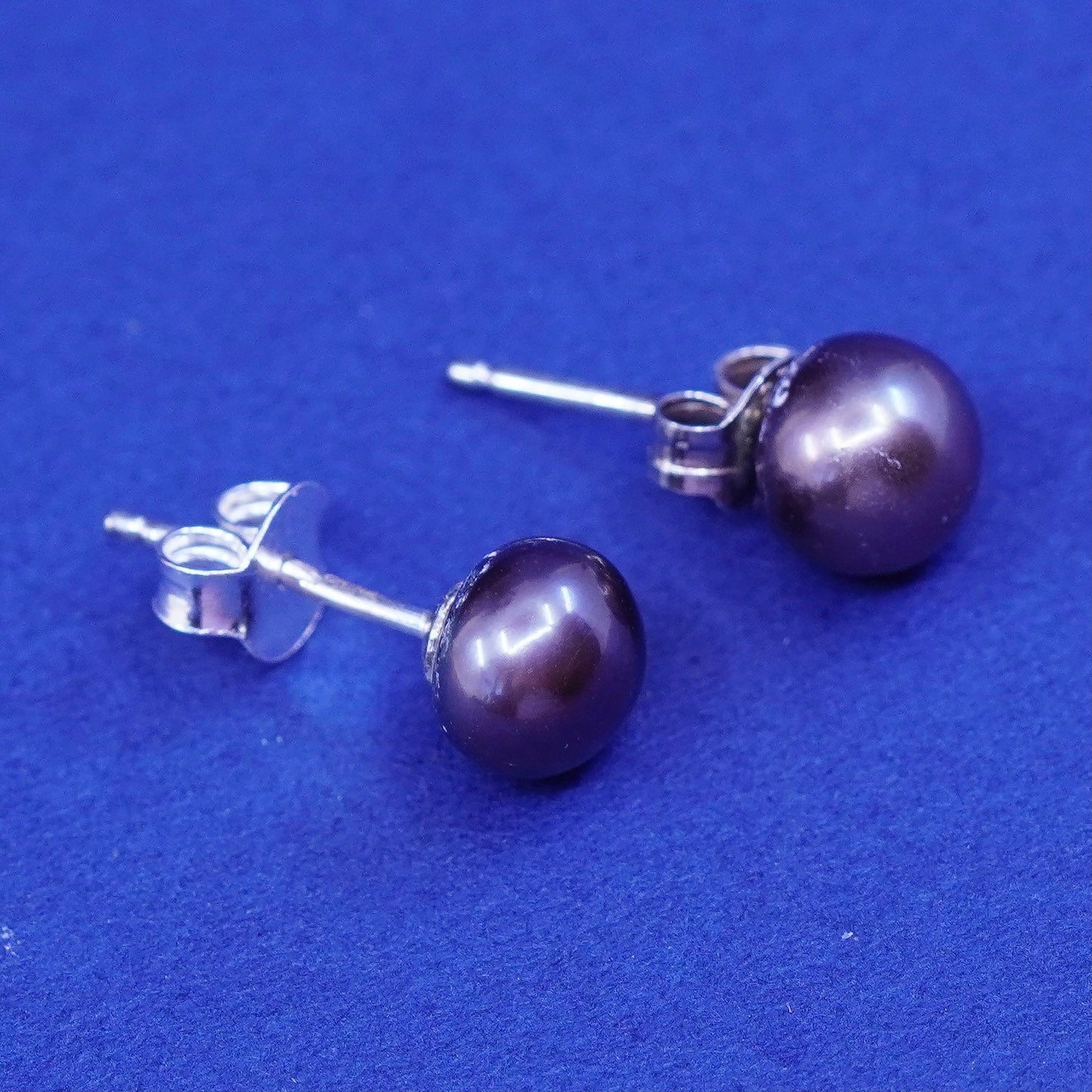 4mm, Sterling 925 silver with black pearl studs earrings
