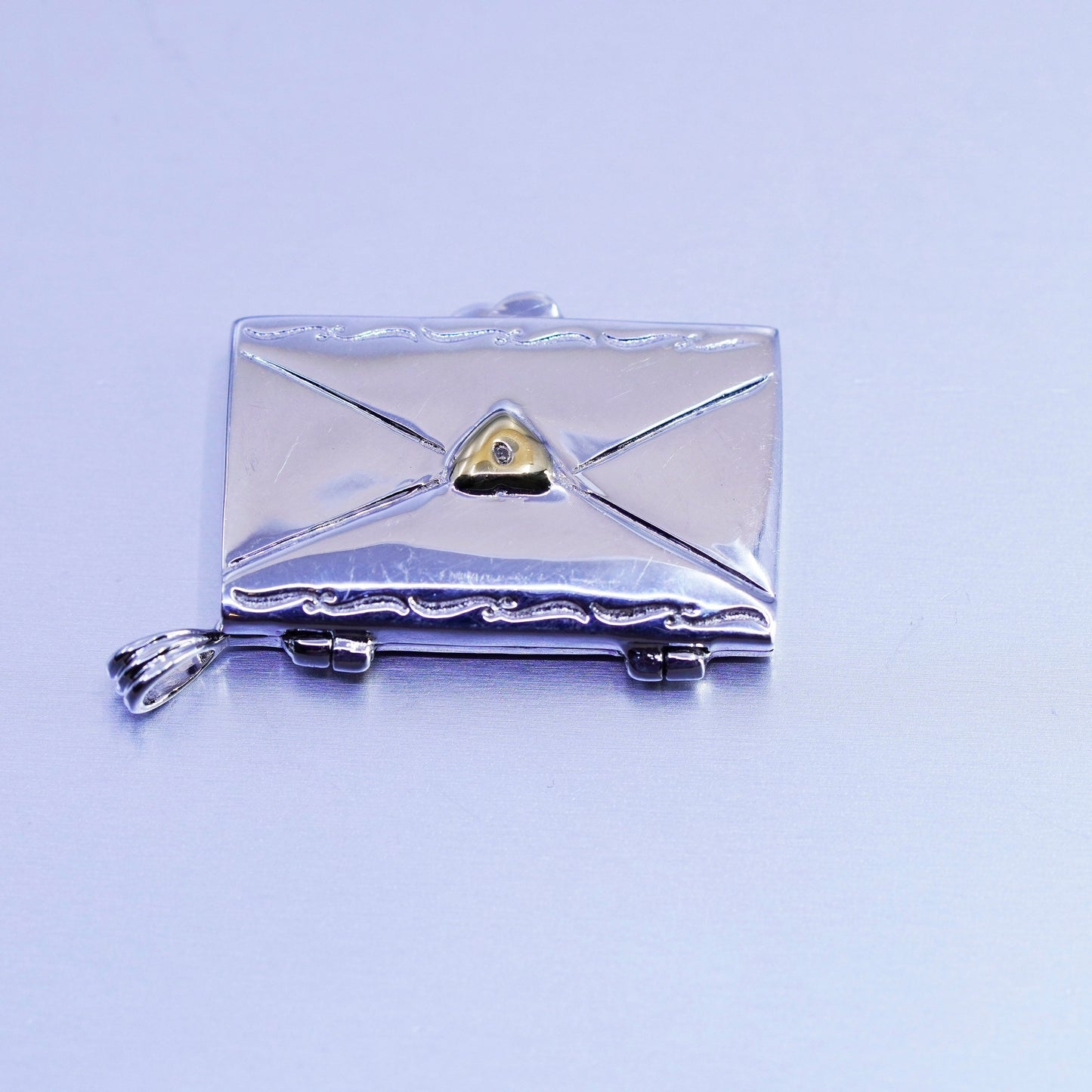 two tone sterling 925 silver letter pendant with diamond “ never so blessed