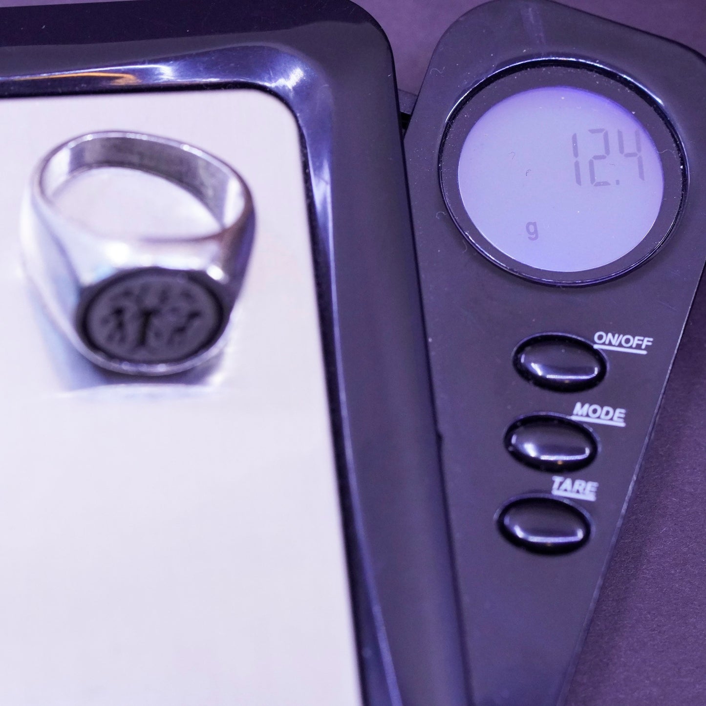 Size 6.75, Sterling silver handmade ring, 925 band embossed deer figure