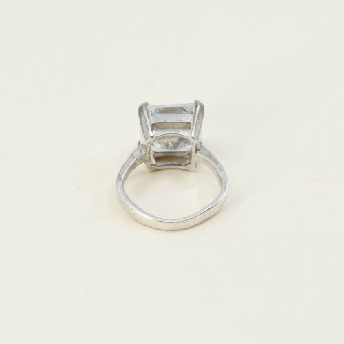 Sz 8, Vtg Sterling Ring, 925 Silver Handmade Statement Ring W/ CZ, Stamped 925
