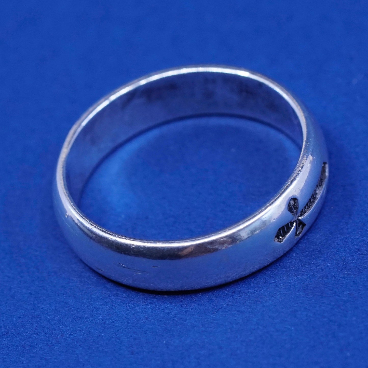 Size 12, vintage BSD Sterling silver handmade ring, 925 band with cross