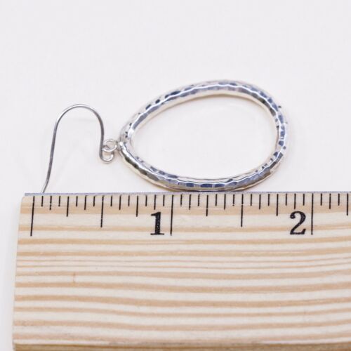 Vtg Sterling 925 Silver Handmade Hollow Lightweight Teardrop Shaped Earrings