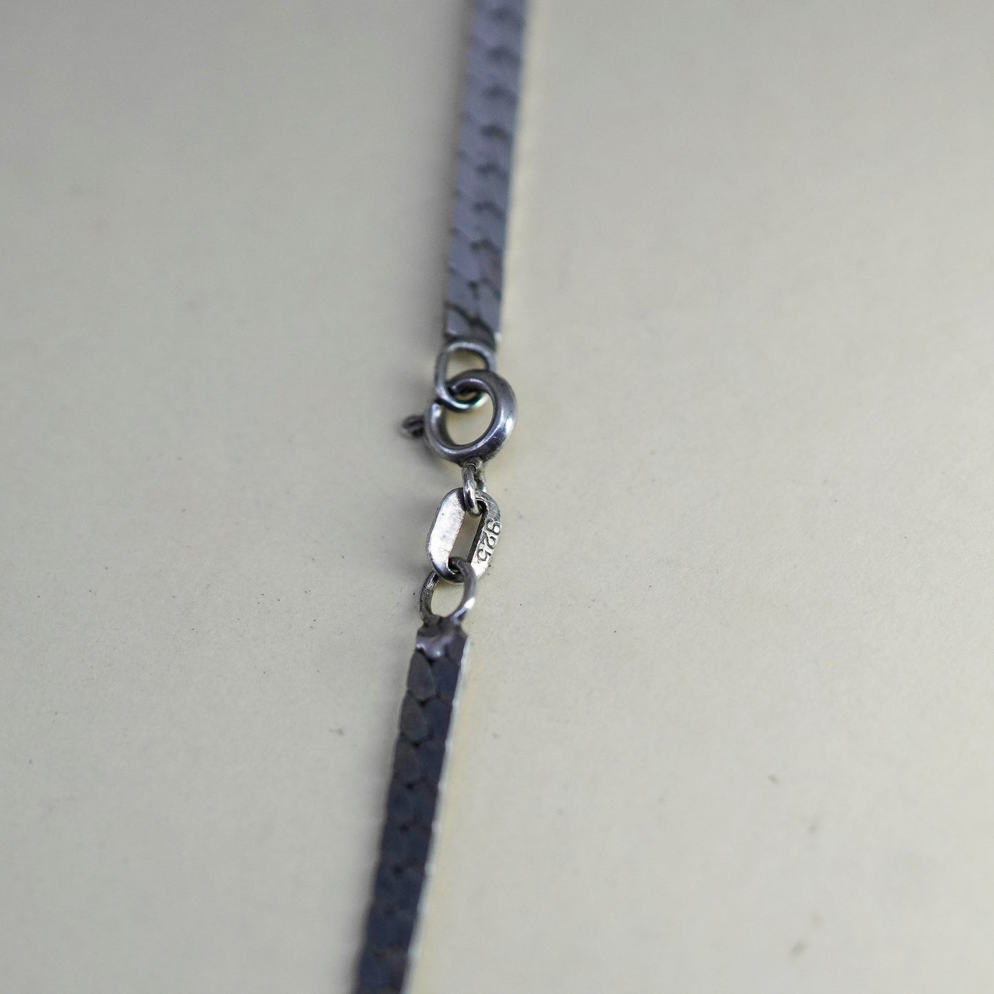 20”, Vintage Mexico sterling silver handmade necklace, flatten 925 nugget chain