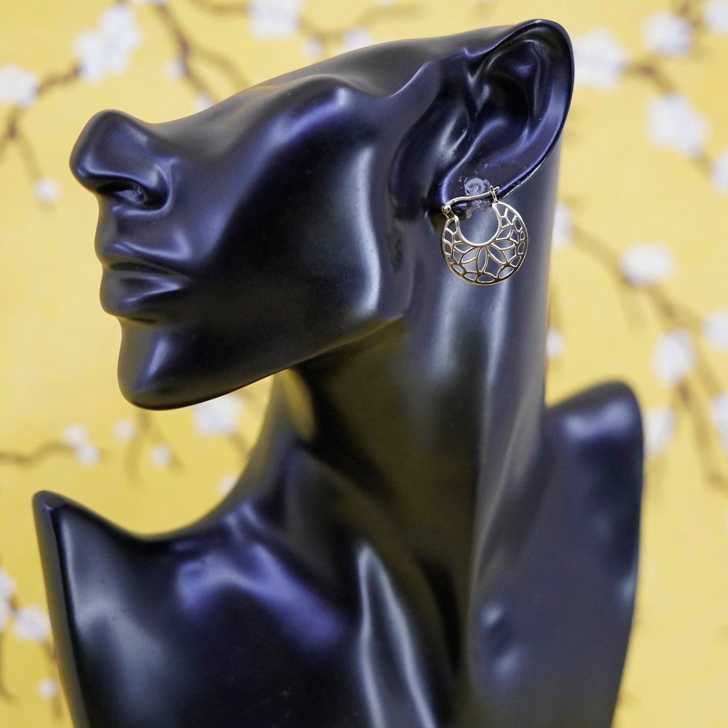 0.75”, vermeil gold over Sterling silver handmade earrings, filigree 925 hoops
