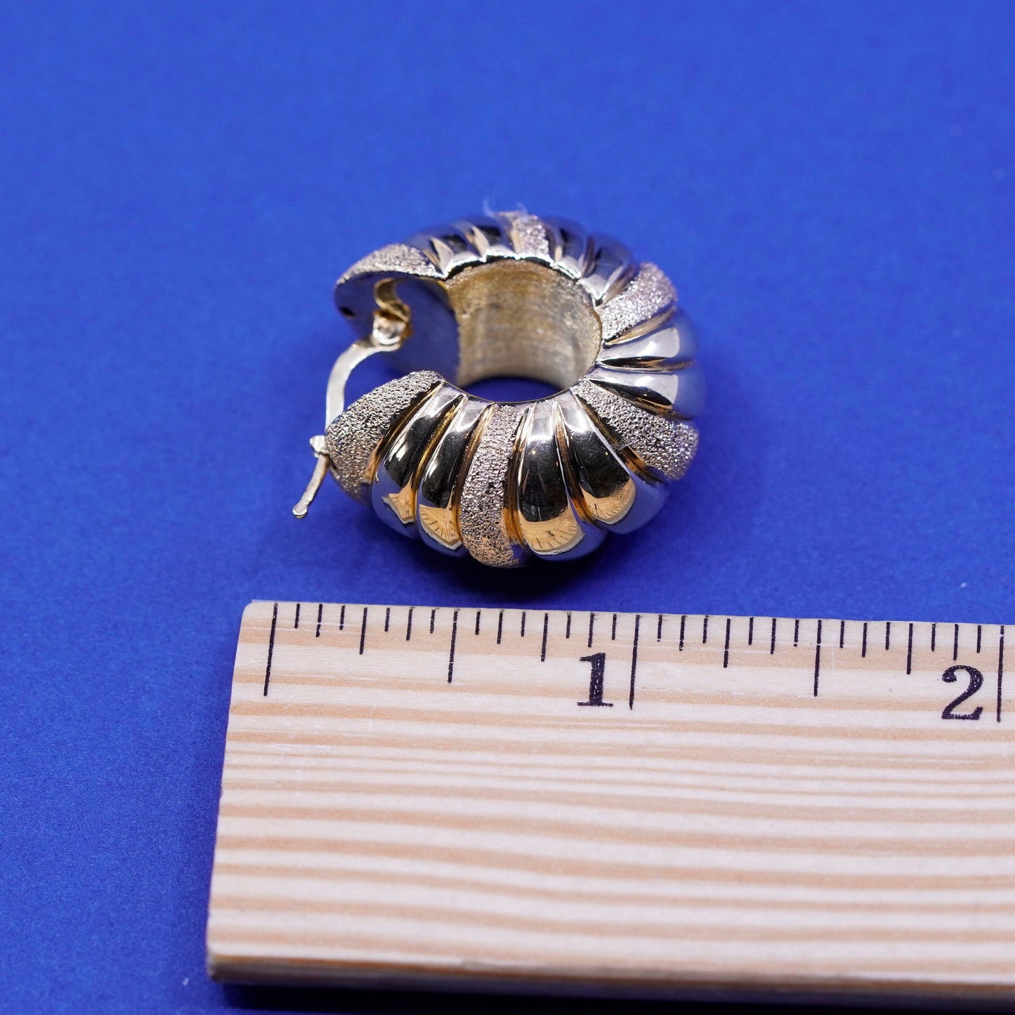 1.25”, Italy ITAOR vermeil gold Sterling 925 silver hoop glittering earrings