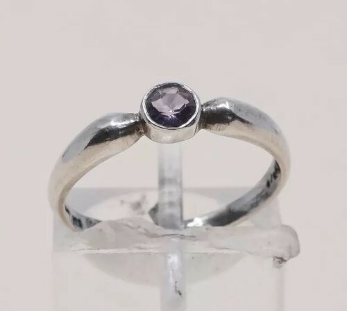 Sz 6, Sterling Silver handmade Ring, 925 Ring W/ amethyst, stamped 925 SU