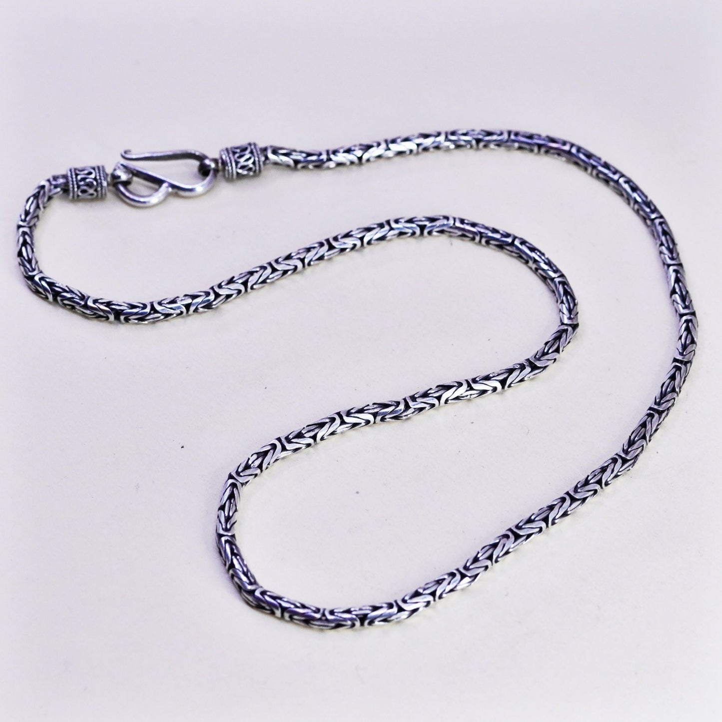 18”, BA Suarti sterling silver 925 handmade Bali birdcage Byzantine necklace