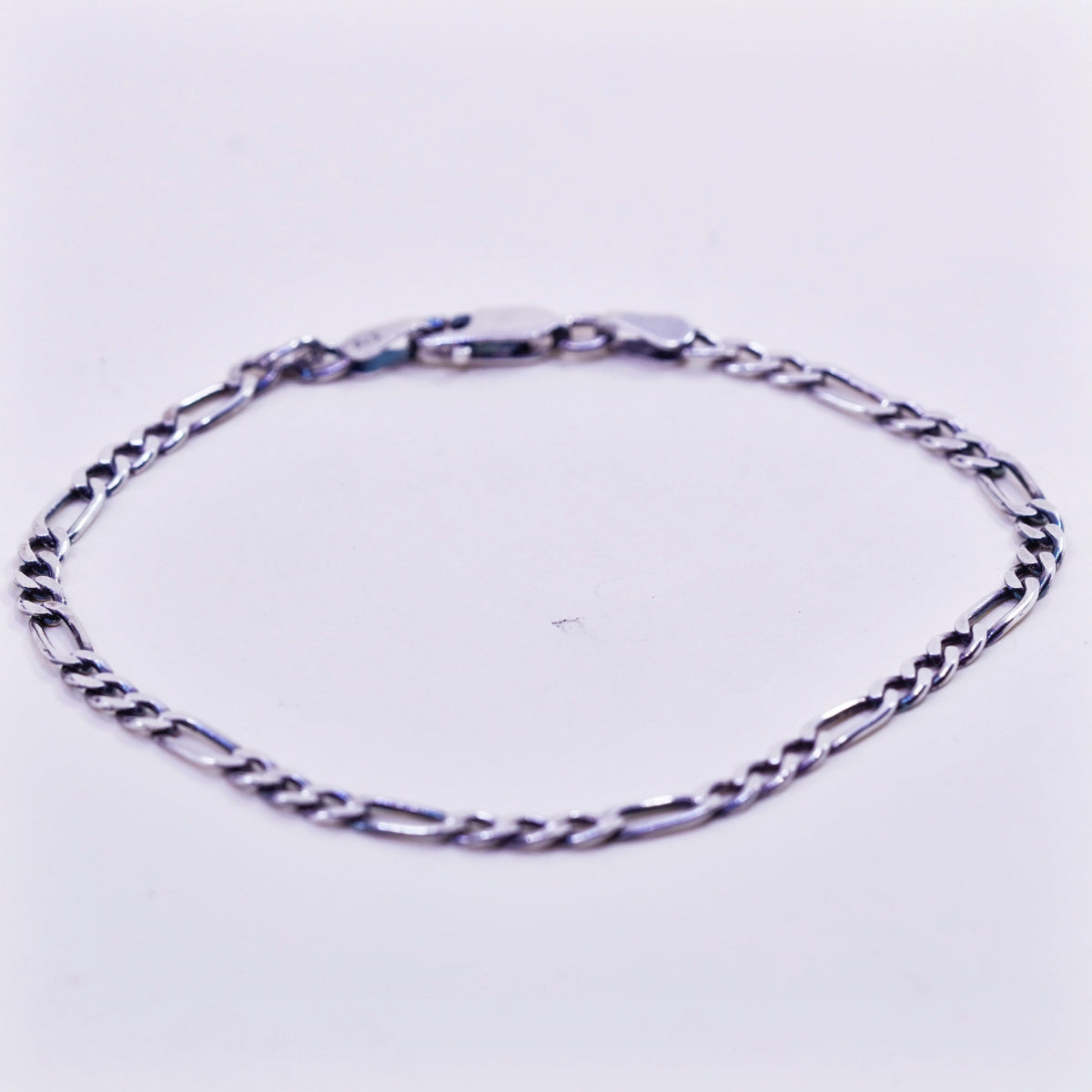 6.75”, 3mm, Vintage sterling silver bracelet, Italy 925 figaro chain