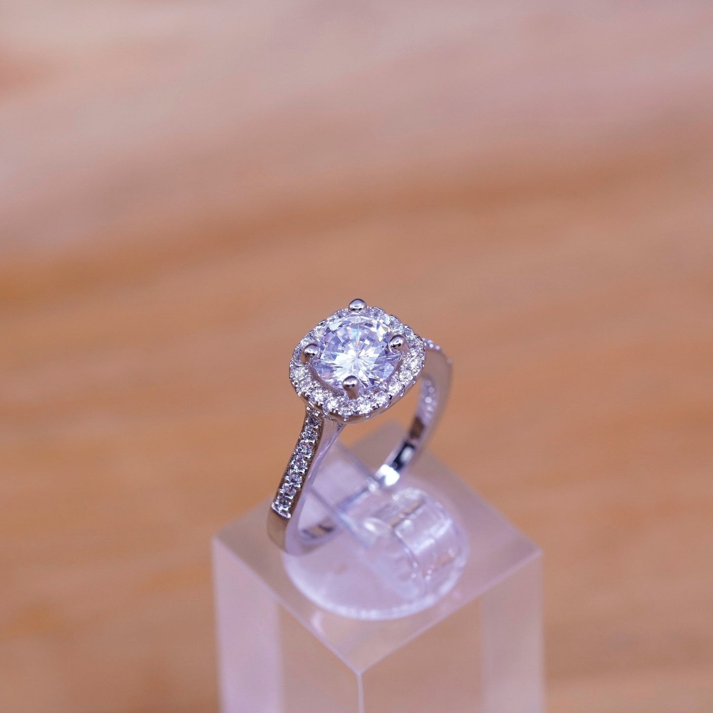 Size 6.25, vintage Sterling 925 silver anniversary ring with clear cz