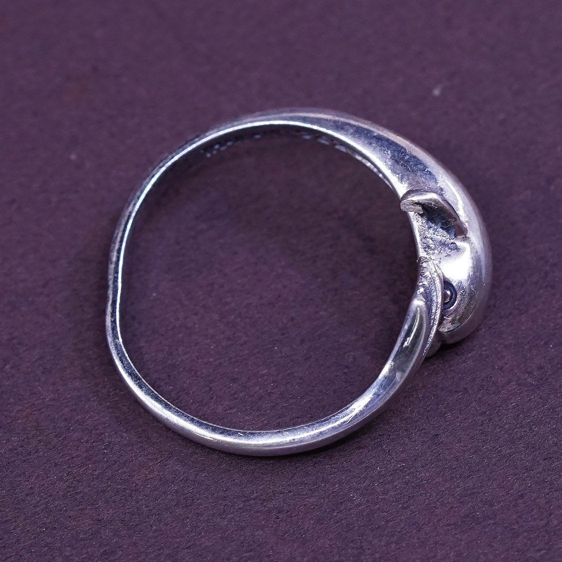sz 7.5, VTG Sterling silver handmade ring, 925 wrap dolphin band