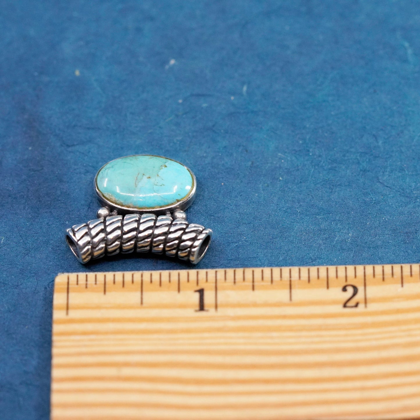 Vintage Sterling 925 silver handmade pendant with oval turquoise