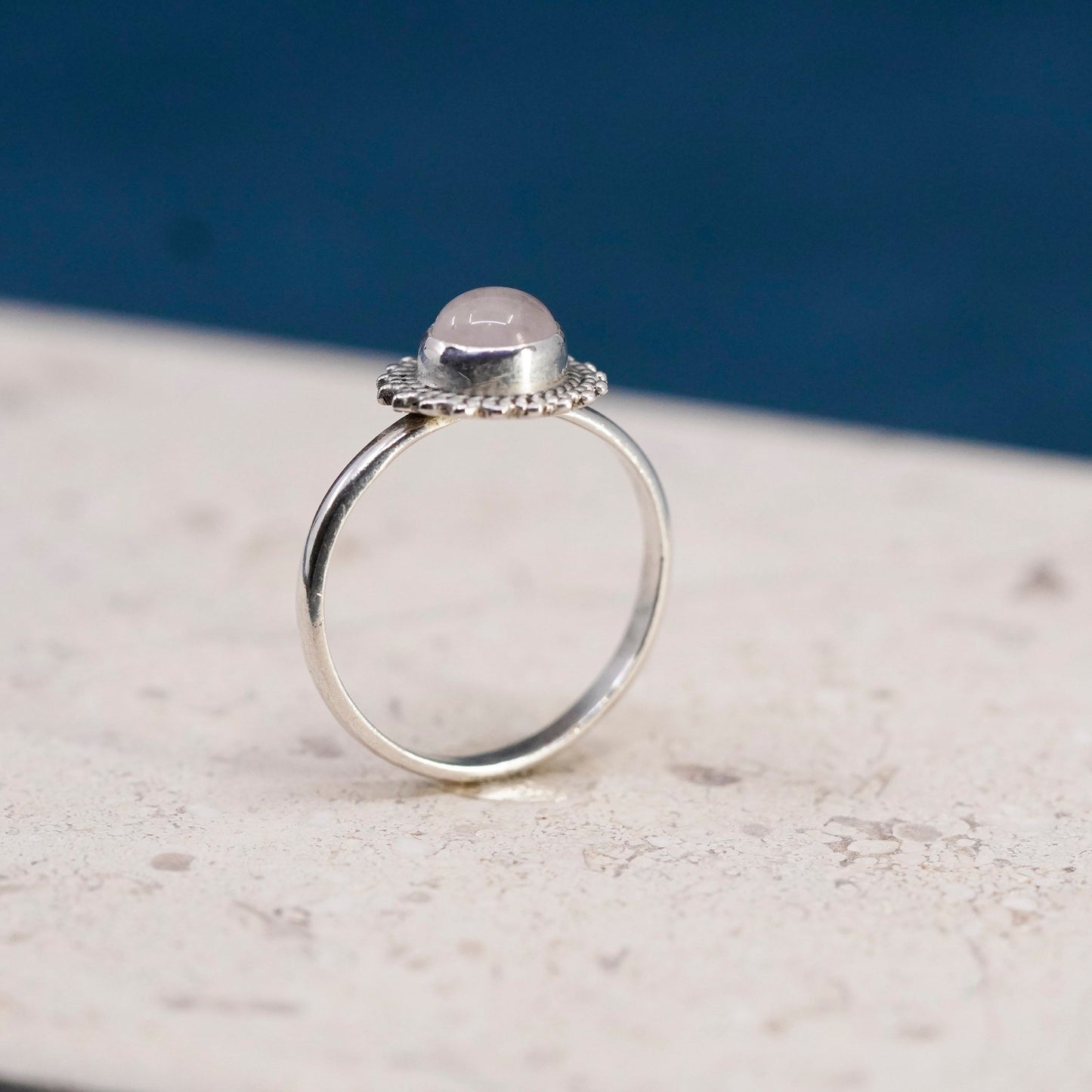 Size 9.5, vintage Sterling silver handmade ring, 925 band with moonstone