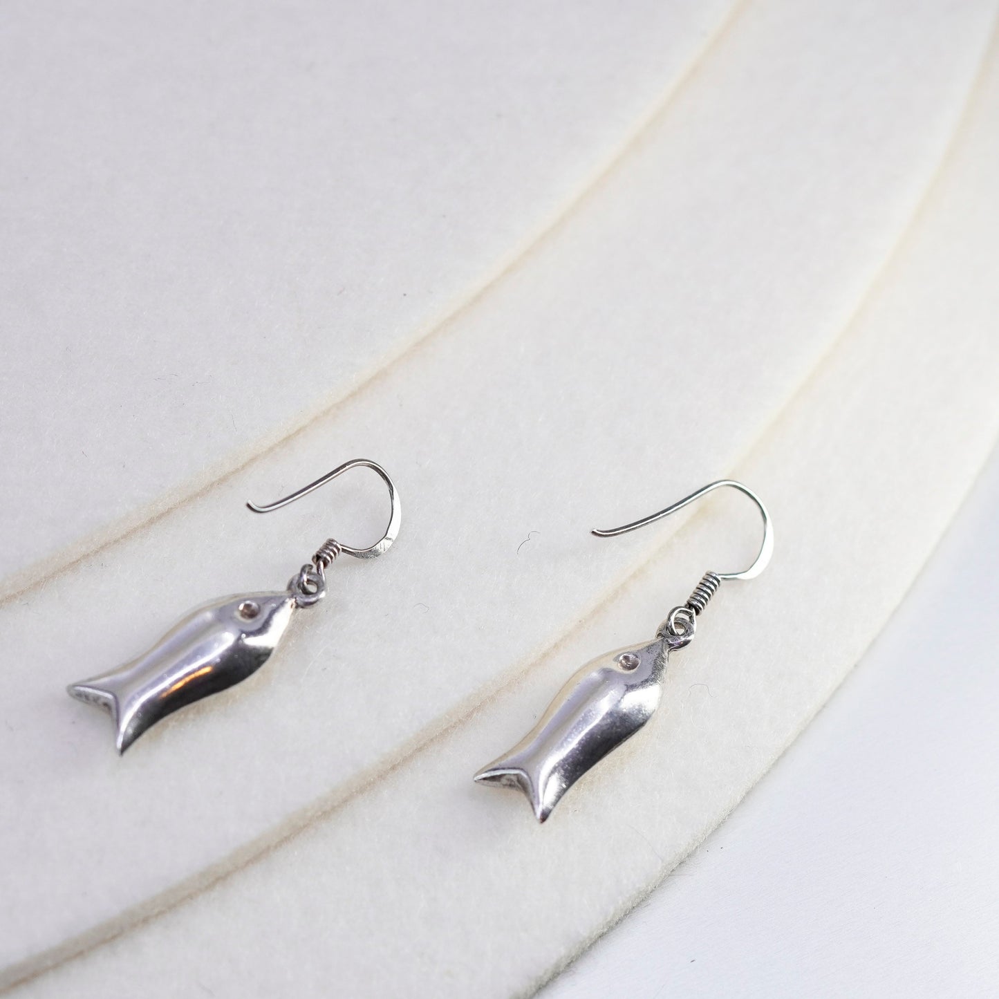 Vintage Sterling 925 silver fish earrings