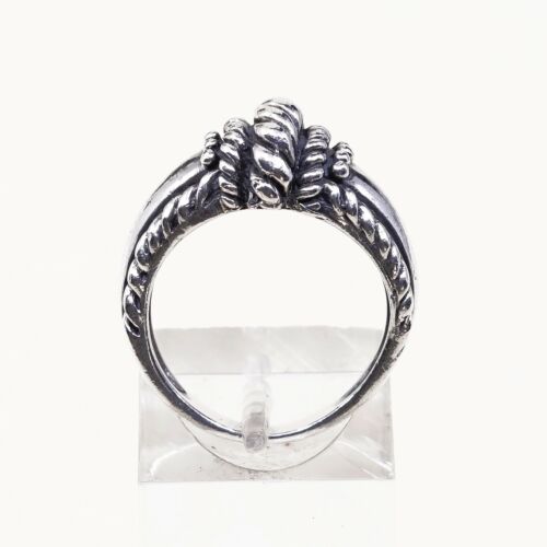 Size 6, Vtg Sterling Silver Handmade Ring 925 Silver Band w/ Cable inlay