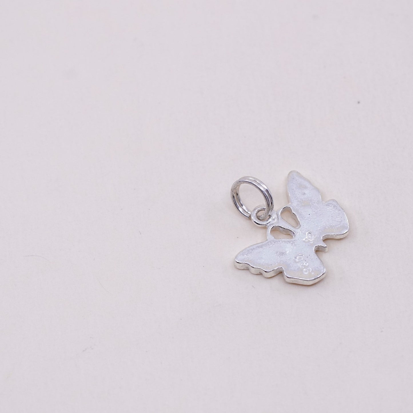 Vintage sterling silver handmade butterfly pendant, 925 charm with Cz