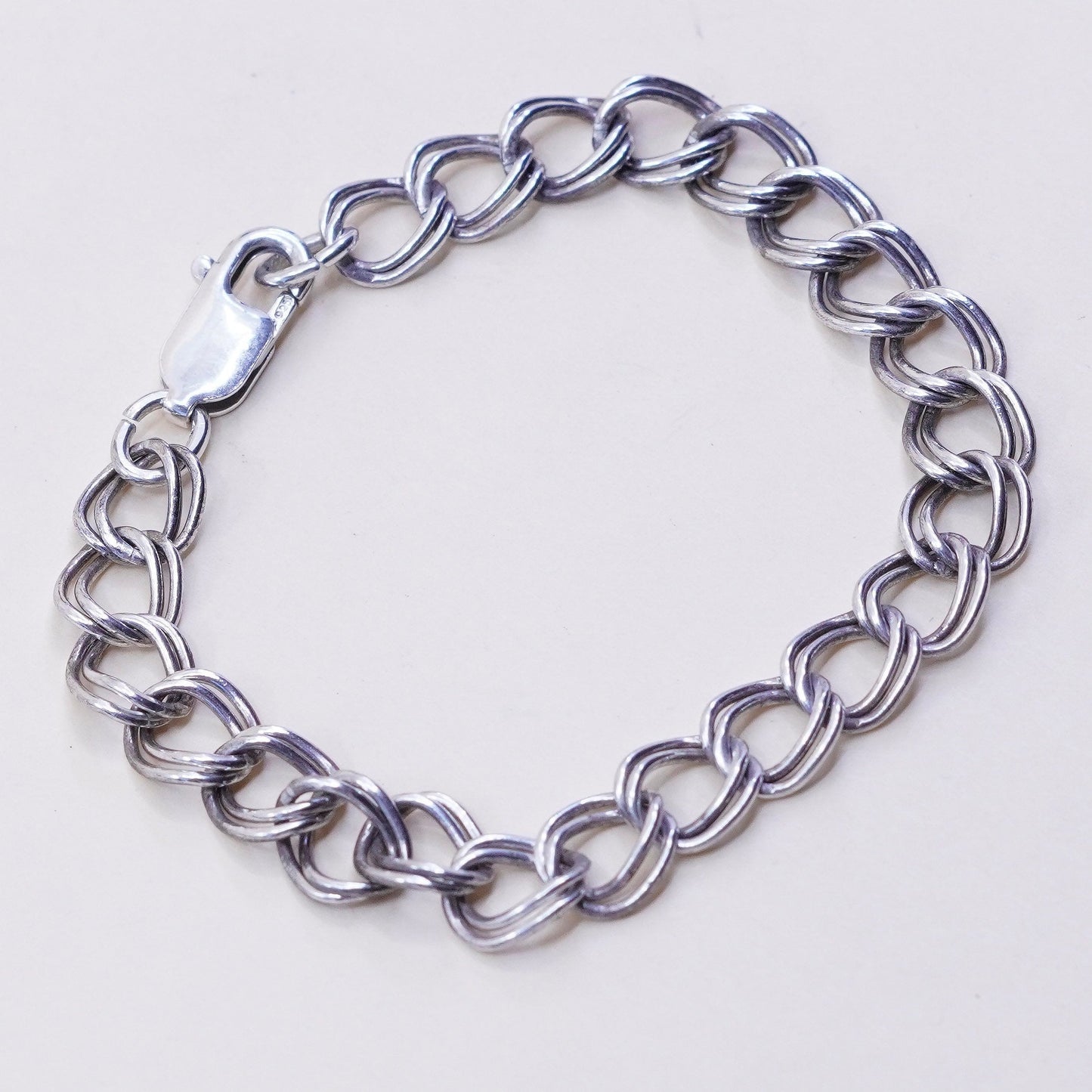 7”, 8mm, Vintage prochain sterling silver bracelet, 925 double curb chain