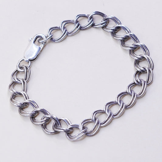 7”, 8mm, Vintage prochain sterling silver bracelet, 925 double curb chain