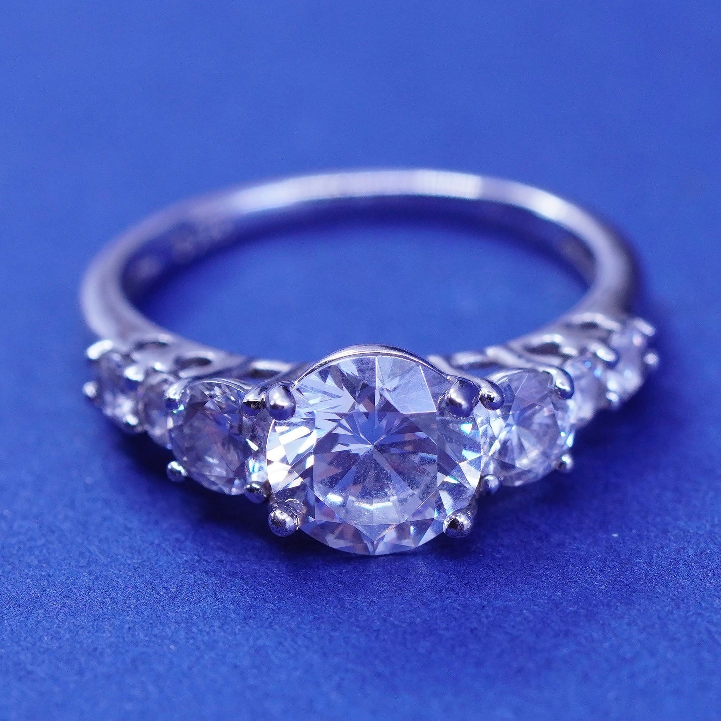 Size 5.25 vintage Sterling 925 silver engagement ring with cz