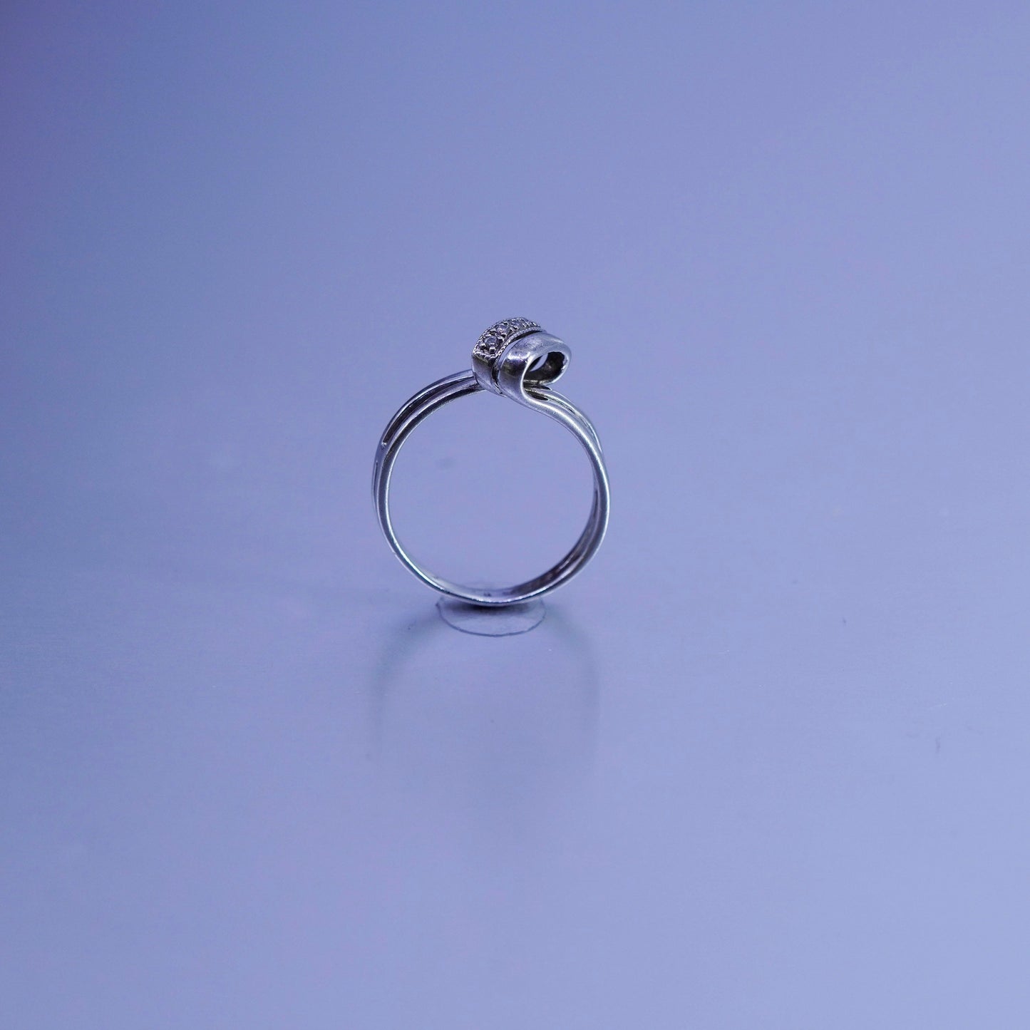 Size 5.5, vintage Sterling 925 silver handmade engagement ring with Cz
