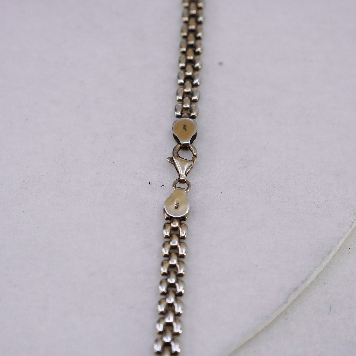 18”, vintage Italy vermeil gold over Sterling 925 silver puff chain necklace