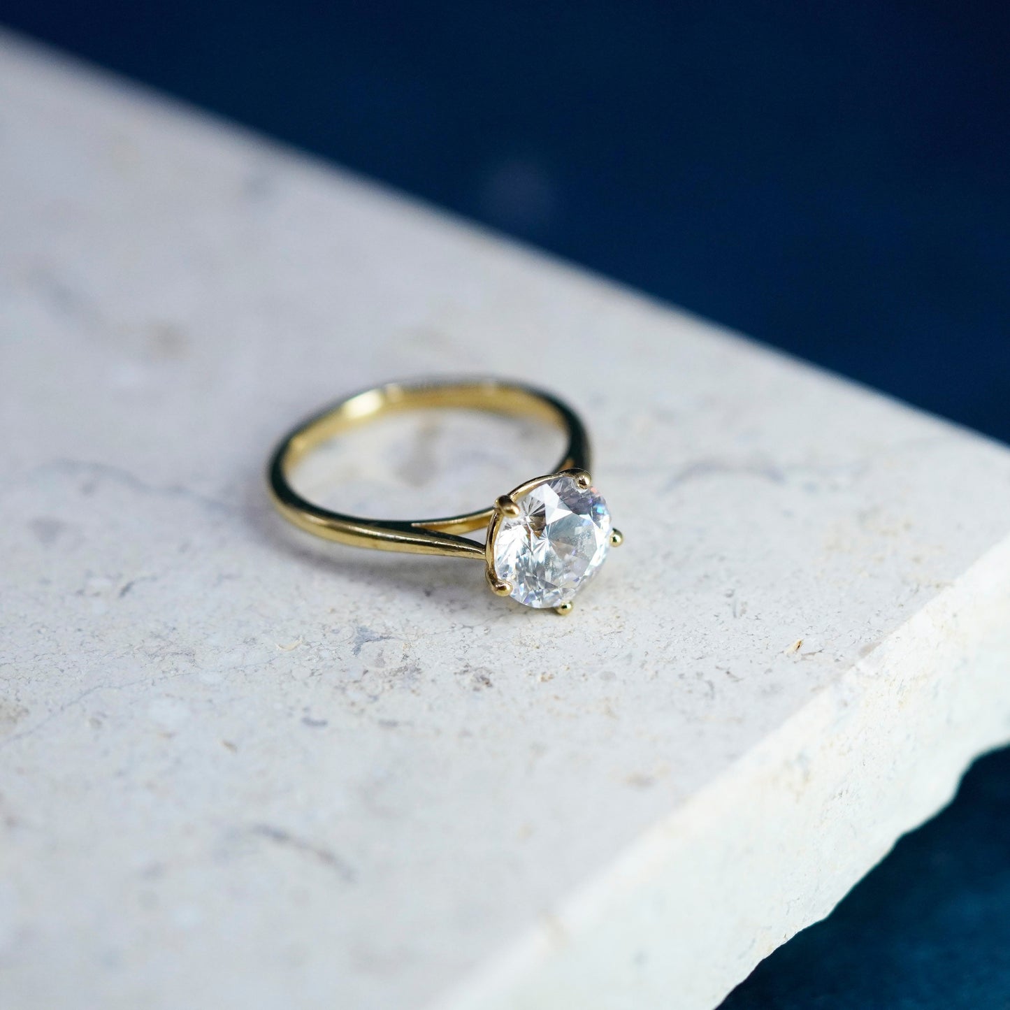 Size 6, VTG Vermeil gold filled Sterling 925 silver engagement ring round cz