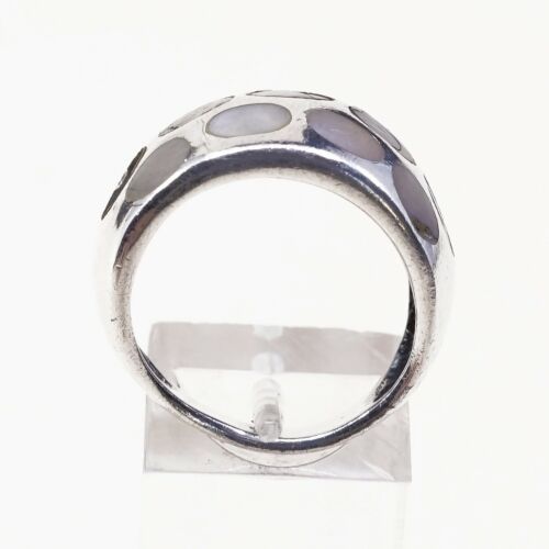 Size 8.25, Vtg Handmade Statement Ring in Sterling Silver W/ Abalone N Mop