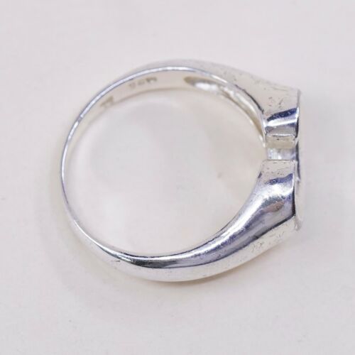 Size 8, Vtg Sterling Silver Handmade Ring, 925 Silver Modern Band W/ Heart