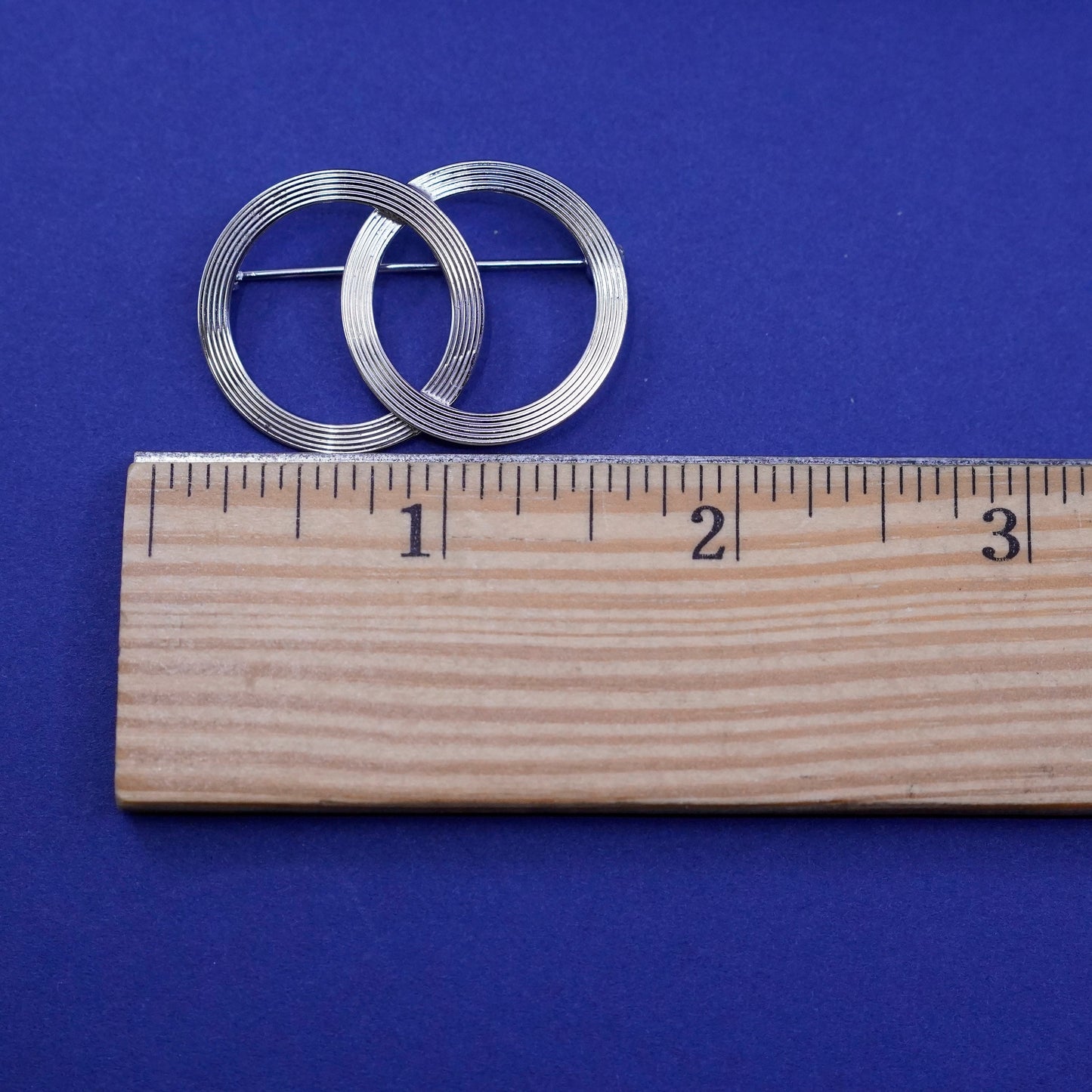 Vintage Beau Sterling silver handmade brooch, textured double 925 circle pin