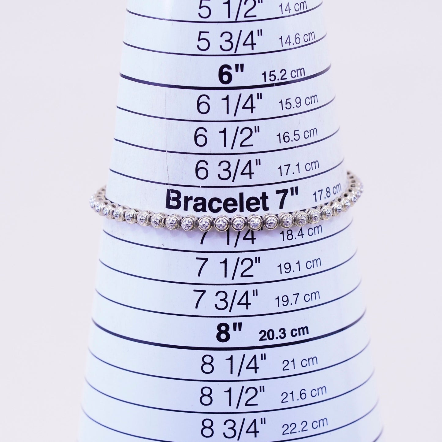 7.25”, vtg vermeil gold over sterling silver tennis bracelet, 925 chain diamond