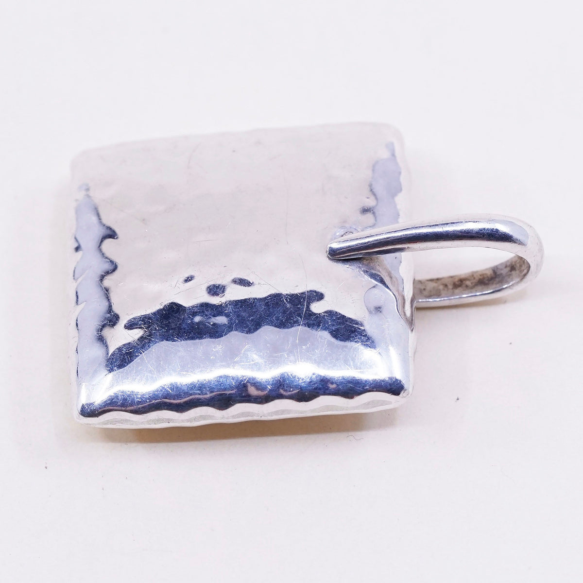 Silpada handmade Sterling 925 Silver Square Hammered Pillow Pendant S1118