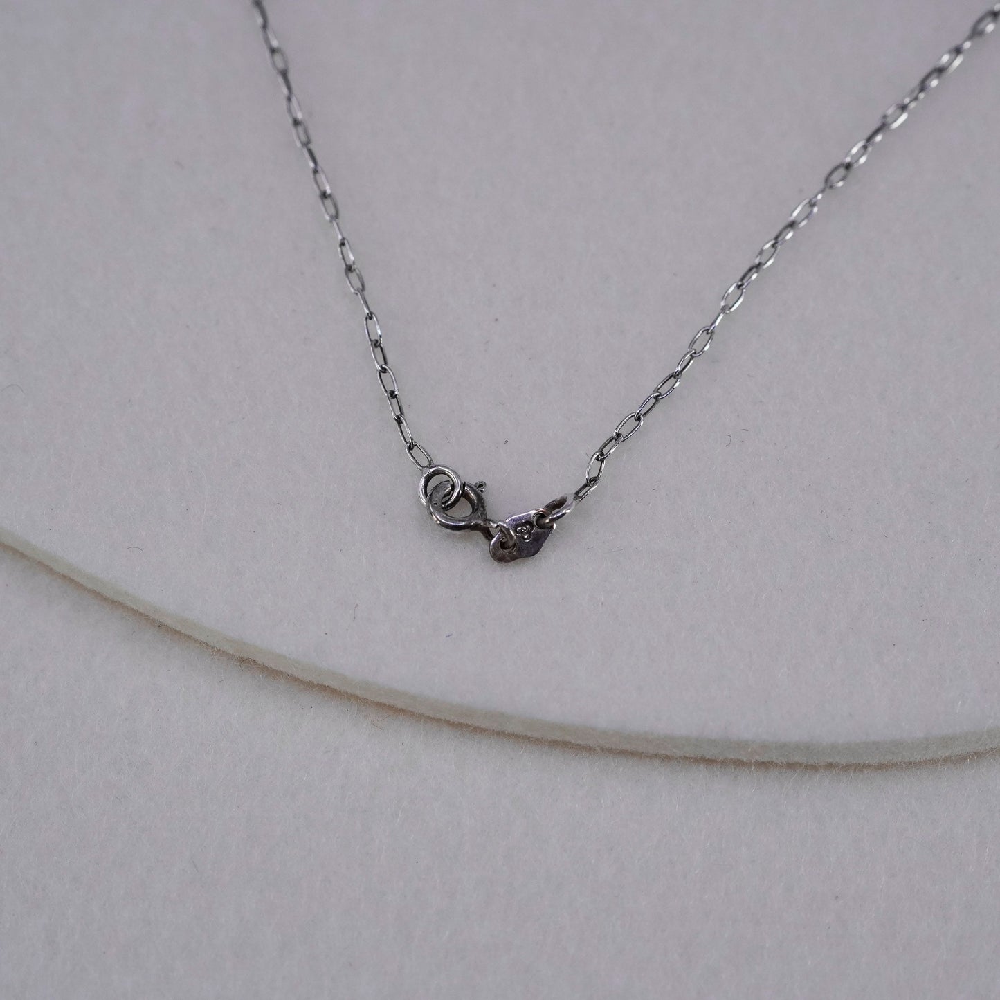 18”, Native American Sterling 925 silver handmade necklace coral flower pendant