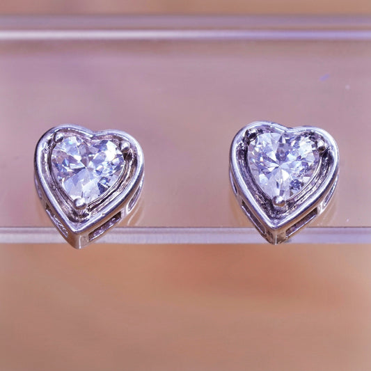 vintage Sterling 925 silver heart studs, earrings
