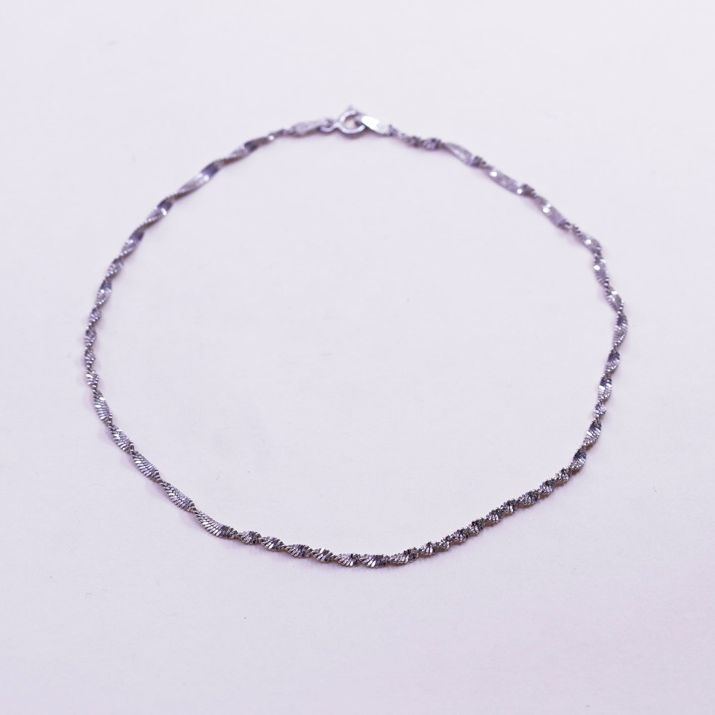 10.25”, Vintage sterling silver bracelet, 925 twisted herringbone anklet