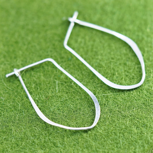1.25”, sterling silver loop earrings, fashion minimalist primitive hoops