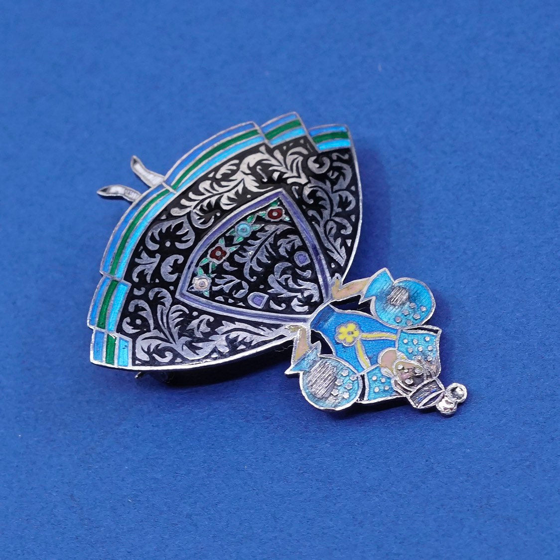 sterling silver Topazio 950 brooch, Portuguese Woman w/ Filigree Dress Peasant