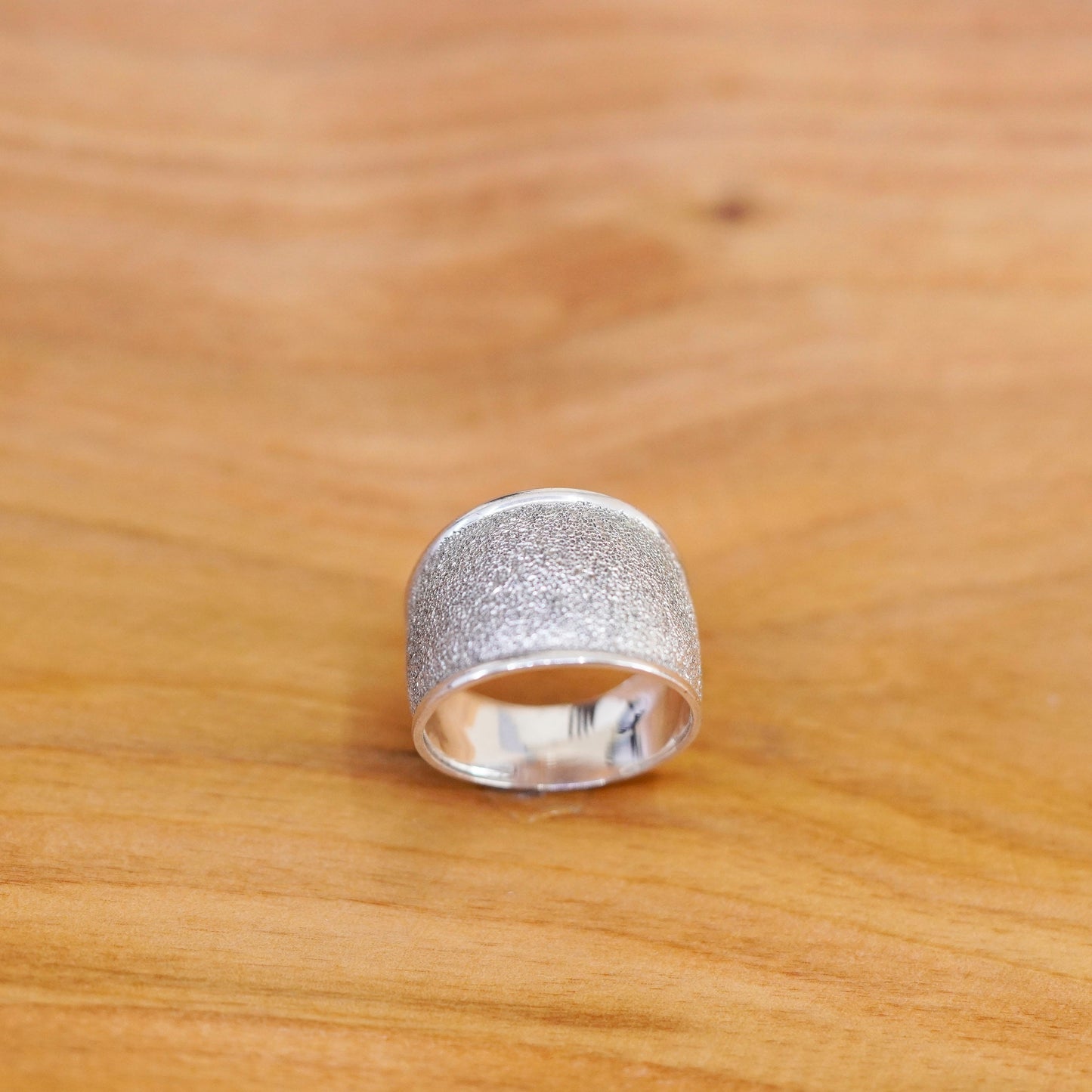 Size 6.75, VTG Sterling silver handmade ring, glittering 925 band, minimalist