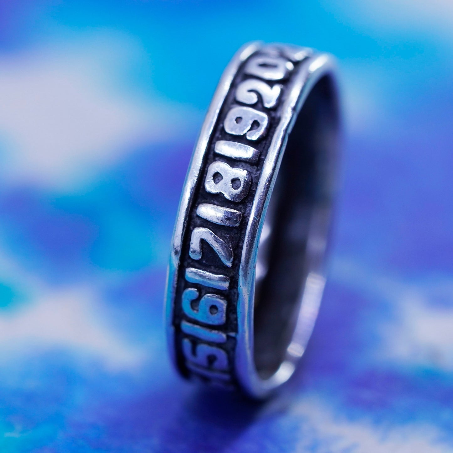 Size 6, Sterling silver ring, textured 925 band 1234567891011213141516171819202