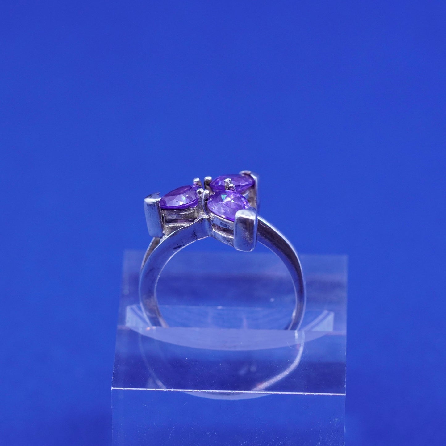 Size 8.5, vintage Sterling 925 silver handmade ring with Marquise amethyst ring